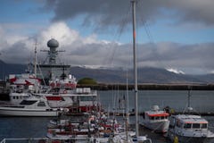 Ship housing a weather station in Reykjavik stock photo Ship housing a weather station in Reykjavik stock photo