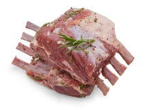 Marinated rack of lamb, black pepper, coriander stock photo Marinated rack of lamb, black pepper, coriander stock photo