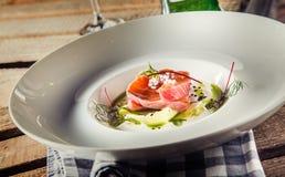 Marinated Salmon With Cream Cucumber And Dill. Royalty Free Stock Image Marinated Salmon With Cream Cucumber And Dill. Royalty Free Stock Image