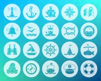 Marine shape carved flat icons vector set vector illustration Marine shape carved flat icons vector set vector illustration