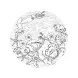 Marine-themed Circle shape design element. Sea creatures. Vector. vector illustration Marine-themed Circle shape design element. Sea creatures. Vector. vector illustration