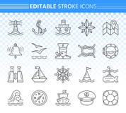Marine simple black line icons vector set vector illustration Marine simple black line icons vector set vector illustration