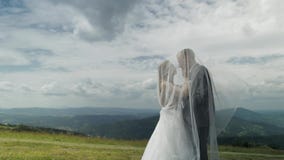 Marié avec la jeune mariée ayant l'amusement sur des collines d'une montagne Couples de mariage Famille heureux banque de vidéos Marié avec la jeune mariée ayant l'amusement sur des collines d'une montagne Couples de mariage Famille heureux banque de vidéos
