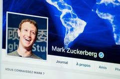 Mark Zuckerberg-Seitenkonto auf Facebook lizenzfreie stockfotos Mark Zuckerberg-Seitenkonto auf Facebook lizenzfreie stockfotos