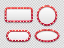 Marquee Light Frames. Vintage Round And Rectangular Cinema And Casino Empty Red Signs With Bulbs. Vector Isolated Set Royalty Free Stock Photography Marquee Light Frames. Vintage Round And Rectangular Cinema And Casino Empty Red Signs With Bulbs. Vector Isolated Set Royalty Free Stock Photography