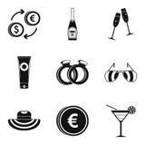 Marriage icons set, simple style Stock Photo Marriage icons set, simple style Stock Photo