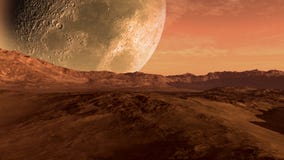 Marte le gusta el planeta rojo con la luna stock de ilustración Marte le gusta el planeta rojo con la luna stock de ilustración