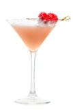 Martini Glass Of French Horn Cocktail. Cold Fresh Pale Pink Stock Images