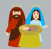 Mary and Joseph with the newborn Jesus Christ stock illustration Mary and Joseph with the newborn Jesus Christ stock illustration