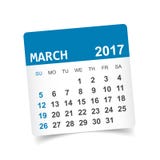 Marzo 2017 calendario illustrazione vettoriale Marzo 2017 calendario illustrazione vettoriale