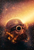 Maschera antigas e casco d'uso del soldato | Apocalisse fotografia stock Maschera antigas e casco d'uso del soldato | Apocalisse fotografia stock