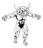 Mascota asustadiza de los deportes del toro de Minotaur ilustración del vector Mascota asustadiza de los deportes del toro de Minotaur ilustración del vector
