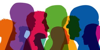 The masculine gender symbolized by the superposition of different profiles. stock illustration The masculine gender symbolized by the superposition of different profiles. stock illustration