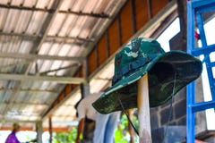 Masonry construction worker in standard safety uniform install concrete block wall on new home construction site stock images Masonry construction worker in standard safety uniform install concrete block wall on new home construction site stock images