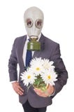 Masque de gaz de port d'homme d'affaires image stock Masque de gaz de port d'homme d'affaires image stock
