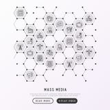 Mass media concept in honeycombs royalty free illustration Mass media concept in honeycombs royalty free illustration