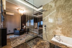 Master bedroom interior with luxury bathroom stock image Master bedroom interior with luxury bathroom stock image