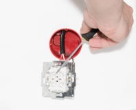 Master electrician connects Stock Images Master electrician connects Stock Images