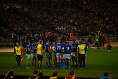 Match Italie de Cattolica de rugby - tout noire photographie stock libre de droits Match Italie de Cattolica de rugby - tout noire photographie stock libre de droits