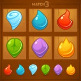 Match 3 Mobile Game, games objects, earth, water, fire, Royalty Free Stock Photo Match 3 Mobile Game, games objects, earth, water, fire, Royalty Free Stock Photo