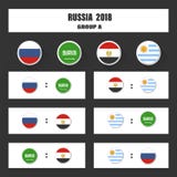 Match schedule, 2018 final draw results table, flags of countries participating to the international tournament in Royalty Free Stock Photos Match schedule, 2018 final draw results table, flags of countries participating to the international tournament in Royalty Free Stock Photos