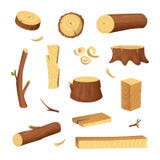 Materialen voor de houten industrie Boomtimmerhout, boomstam Vector stock illustratie Materialen voor de houten industrie Boomtimmerhout, boomstam Vector stock illustratie
