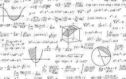 Mathematical Vector Seamless Pattern With Plots, Formulas, Geometrical