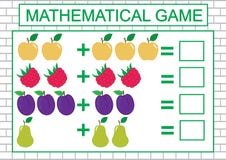 Mathematical task for children counting, addition, education. Vector illustration vector illustration Mathematical task for children counting, addition, education. Vector illustration vector illustration