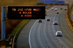 Matrix sign over a motorway stock photos Matrix sign over a motorway stock photos