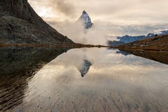 Matterhorn Reflection at Lake Riffelsee royalty free stock image Matterhorn Reflection at Lake Riffelsee royalty free stock image