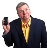 Mature Businessman Hold Cell Phone, Isolated Royalty Free Stock Photos Mature Businessman Hold Cell Phone, Isolated Royalty Free Stock Photos