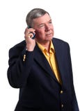 Mature Businessman Talking On Cell Phone, Isolated Royalty Free Stock Images Mature Businessman Talking On Cell Phone, Isolated Royalty Free Stock Images