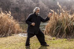 Mature man practicing Tai Chi discipline outdoors royalty free stock images Mature man practicing Tai Chi discipline outdoors royalty free stock images