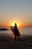 Mature Woman Silhouette At Beach Stock Image Mature Woman Silhouette At Beach Stock Image
