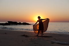 Mature Woman Silhouette At Beach Stock Photo Mature Woman Silhouette At Beach Stock Photo