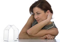 Mature Woman Watching Transparent Little House Royalty Free Stock Images Mature Woman Watching Transparent Little House Royalty Free Stock Images