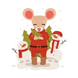 Maus mit Weihnachtsbäumen Weihnachts- und des neuen Jahrescharakter lokalisiert auf einem wei?en Hintergrund postkarte Vektorillu vektor abbildung Maus mit Weihnachtsbäumen Weihnachts- und des neuen Jahrescharakter lokalisiert auf einem wei?en Hintergrund postkarte Vektorillu vektor abbildung