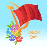 1 May Worker's Day. International Labor Day, Mayday. Red flag, h. Ammer and sickle stock illustration 1 May Worker's Day. International Labor Day, Mayday. Red flag, h. Ammer and sickle stock illustration