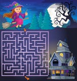 Maze 3 with cute witch and haunted house vector illustration Maze 3 with cute witch and haunted house vector illustration