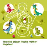 Maze labyrinth children game cartoon illustration of dragons help find way to child egg on tangled way vector illustration Maze labyrinth children game cartoon illustration of dragons help find way to child egg on tangled way vector illustration