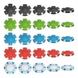Mazza Chips Vector insieme realistico 3D Gioco del poker colorato Chips Sign On White Background Flip Different Angles illustrazione di stock Mazza Chips Vector insieme realistico 3D Gioco del poker colorato Chips Sign On White Background Flip Different Angles illustrazione di stock