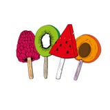 Mazzo multicolore del ‚ÑŒ del ‡ Ð°Ñ di ПÐ?Ñ della crema del gelato alla frutta su un bastone illustrazione di stock Mazzo multicolore del ‚ÑŒ del ‡ Ð°Ñ di ПÐ?Ñ della crema del gelato alla frutta su un bastone illustrazione di stock
