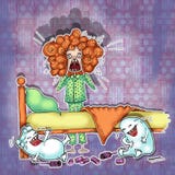 Mała dziewczynka krzyczy w jej piżamach ilustracja wektor Mała dziewczynka krzyczy w jej piżamach ilustracja wektor