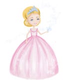 Mały śliczny princess w menchii tiarze z pięknym motylem odizolowywającym na białym tle i sukni ilustracja wektor Mały śliczny princess w menchii tiarze z pięknym motylem odizolowywającym na białym tle i sukni ilustracja wektor