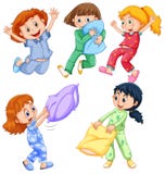 Mädchen In Den Pyjamas An Der Pyjamaparty Stock Abbildung - Bild: 67234436