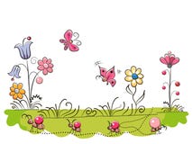 Meadow With Cute Flowers Royalty Free Stock Images Meadow With Cute Flowers Royalty Free Stock Images