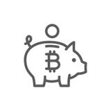 Mealheiro com bitcoin, cryptocurrency, linha cripto ícone da moeda ilustração stock Mealheiro com bitcoin, cryptocurrency, linha cripto ícone da moeda ilustração stock