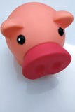 Mealheiro cor-de-rosa engraçado com nariz grande imagem de stock Mealheiro cor-de-rosa engraçado com nariz grande imagem de stock