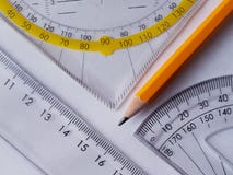 Measurement tools and a pencil royalty free stock photos Measurement tools and a pencil royalty free stock photos