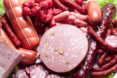 Meat And Sausages. Stock Photography Meat And Sausages. Stock Photography